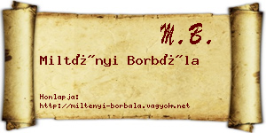 Miltényi Borbála névjegykártya